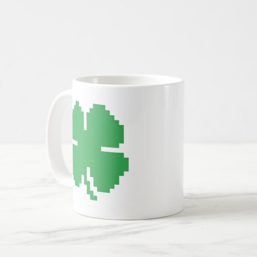 8-bits Pixel Lucky Four Leaf Clover Koffiemok (Voorkant links)
