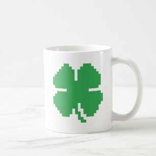 8-bits Pixel Lucky Four Leaf Clover Koffiemok