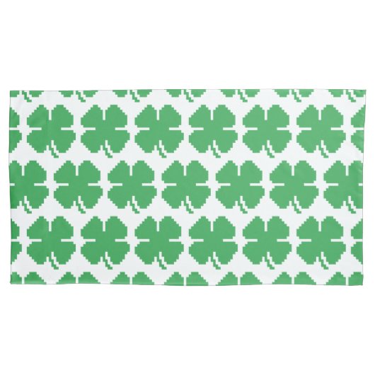 8-bits Pixel Lucky Four Leaf Clover Kussensloop (Voorkant-Links)