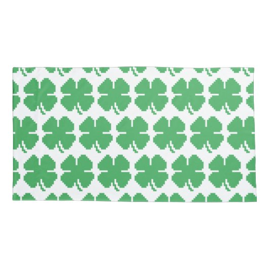 8-bits Pixel Lucky Four Leaf Clover Kussensloop (Achterkant-Links)