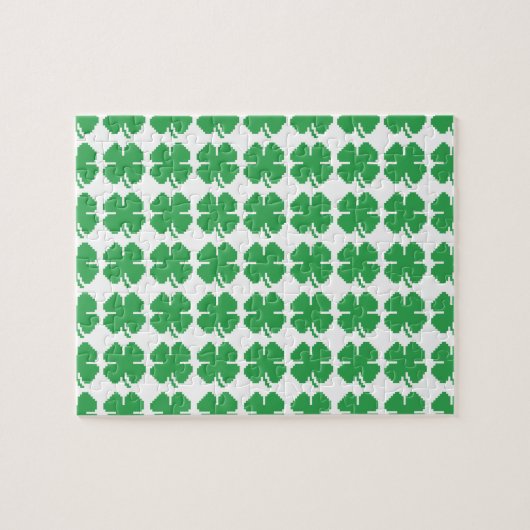 8-bits Pixel Lucky Four Leaf Clover Legpuzzel (Horizontaal)