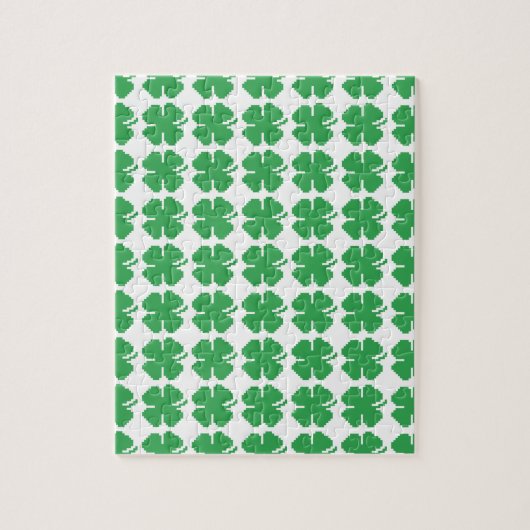 8-bits Pixel Lucky Four Leaf Clover Legpuzzel (Verticaal)