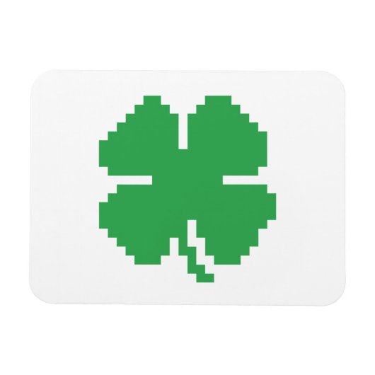 8-bits Pixel Lucky Four Leaf Clover Magneet (Horizontaal)
