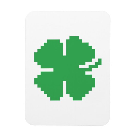 8-bits Pixel Lucky Four Leaf Clover Magneet (Verticaal)