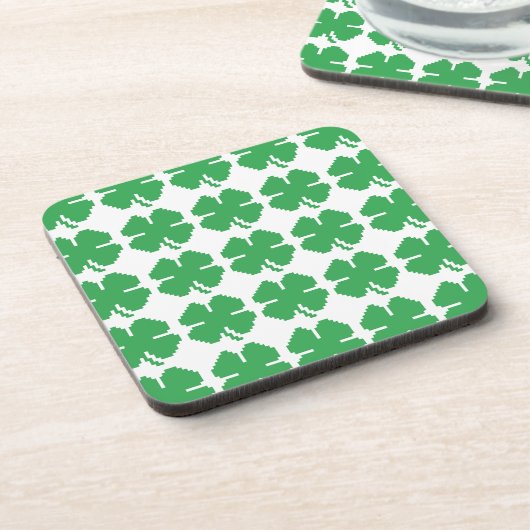 8-bits Pixel Lucky Four Leaf Clover Onderzetter (Linkerzijde)