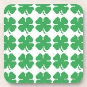8-bits Pixel Lucky Four Leaf Clover Onderzetter (Voorkant)