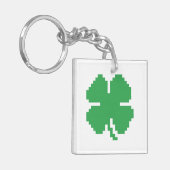 8-bits Pixel Lucky Four Leaf Clover Sleutelhanger (Voorkant Links)
