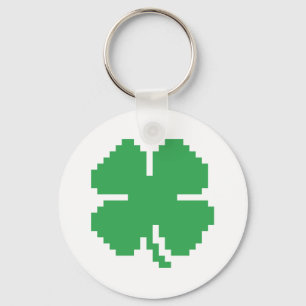 8-bits Pixel Lucky Four Leaf Clover Sleutelhanger