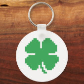 8-bits Pixel Lucky Four Leaf Clover Sleutelhanger (Voorkant)