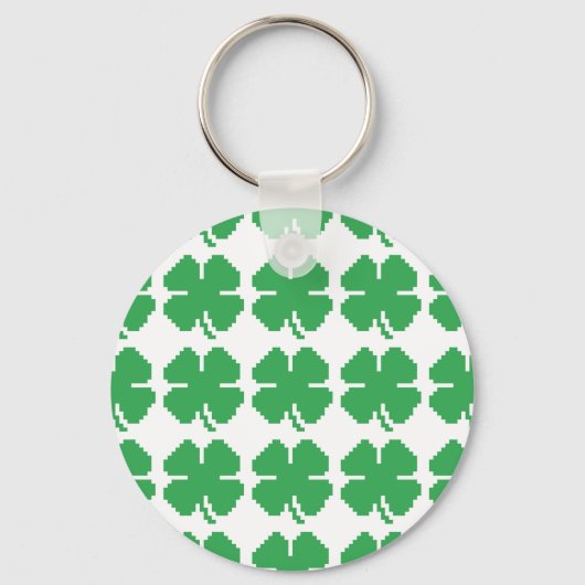8-bits Pixel Lucky Four Leaf Clover Sleutelhanger (Voorkant)