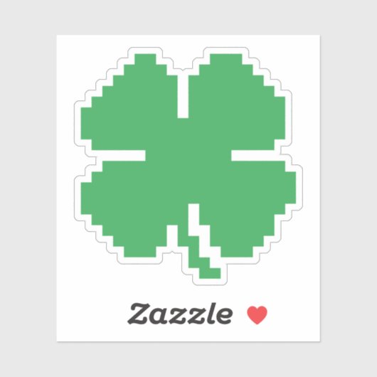 8-bits Pixel Lucky Four Leaf Clover Sticker (Vel)