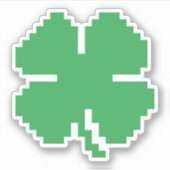8-bits Pixel Lucky Four Leaf Clover Sticker (Voorkant)