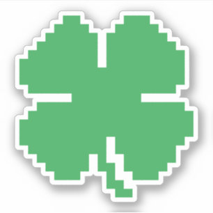 8-bits Pixel Lucky Four Leaf Clover Sticker