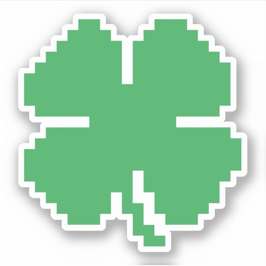8-bits Pixel Lucky Four Leaf Clover Sticker (Voorkant)