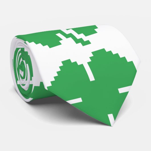 8-bits Pixel Lucky Four Leaf Clover Stropdas (Opgerold)