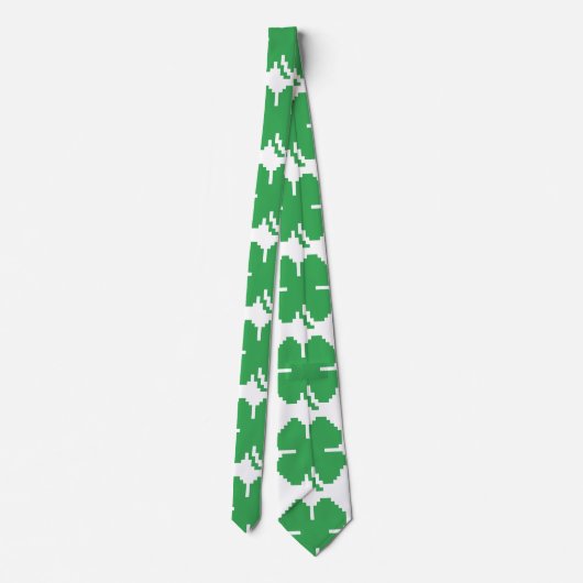 8-bits Pixel Lucky Four Leaf Clover Stropdas (Achterkant)
