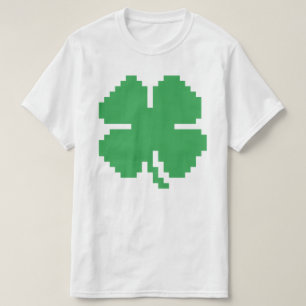 8-bits Pixel Lucky Four Leaf Clover T-shirt