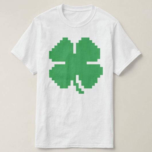 8-bits Pixel Lucky Four Leaf Clover T-shirt (Design voorkant)