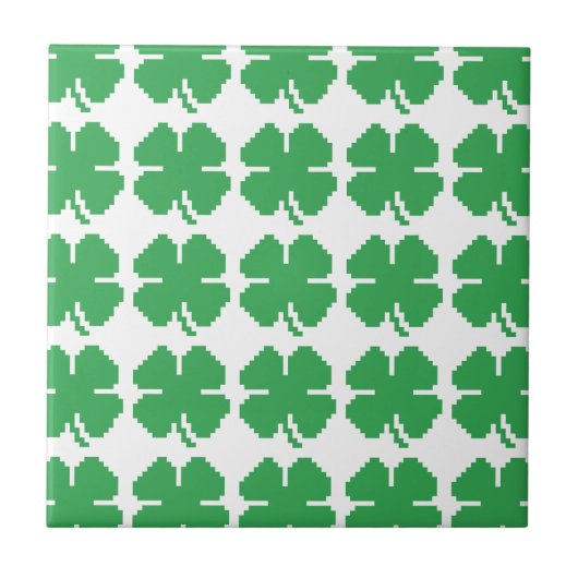 8-bits Pixel Lucky Four Leaf Clover Tegeltje (Voorkant)