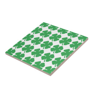 8-bits Pixel Lucky Four Leaf Clover Tegeltje