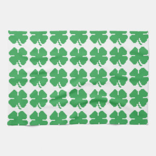 8-bits Pixel Lucky Four Leaf Clover Theedoek