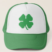 8-bits Pixel Lucky Four Leaf Clover Trucker Pet (Voorkant)