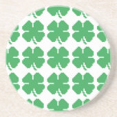 8-bits Pixel Lucky Four Leaf Clover Zandsteen Onderzetter (Voorkant)