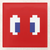 8-bits Pixel Manga Eyes Glazen Onderzetter (Voorkant)