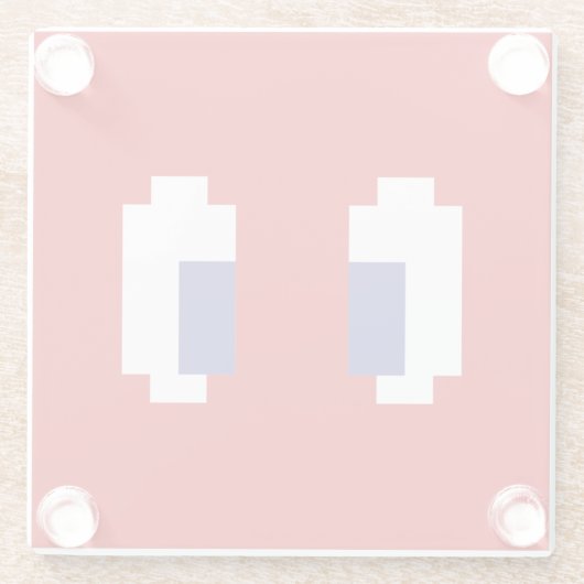 8-bits Pixel Manga Eyes Glazen Onderzetter (Achterkant)