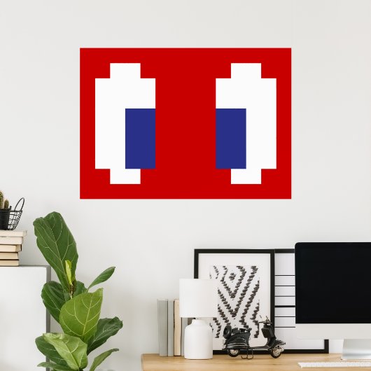 8-bits Pixel Manga Eyes Poster (Thuiskantoor)