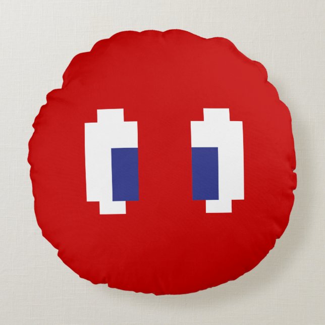8-bits Pixel Manga Eyes Rond Kussen (Voorkant)