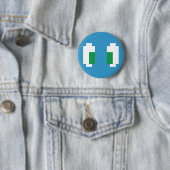 8-bits Pixel Manga Green Eyes Ronde Button 5,7 Cm (In situ)