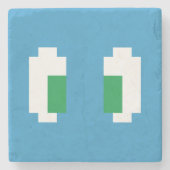 8-bits Pixel Manga Green Eyes Stenen Onderzetter (Voorkant)