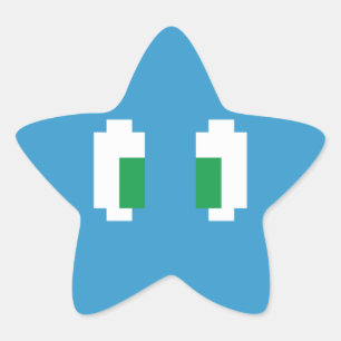 8-bits Pixel Manga Green Eyes Ster Sticker