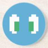 8-bits Pixel Manga Green Eyes Zandsteen Onderzetter (Voorkant)