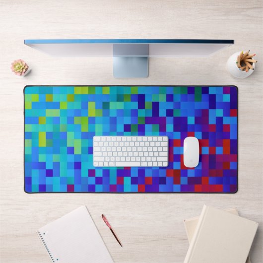 8-bits Pixel Pattern Abstracte Cool Geeky Blue Red Bureaumat (Kantoor 1)