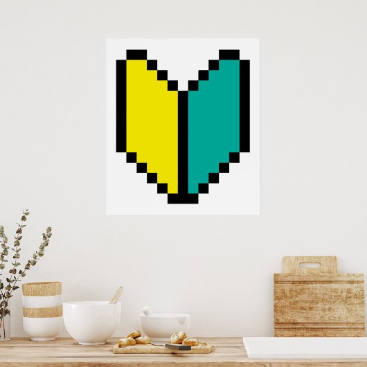 8-bits Pixel Wakaba/Shoshinsha Mark Poster (Keuken)