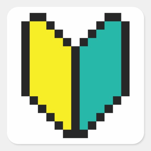 8-bits Pixel Wakaba/Shoshinsha Mark Vierkante Sticker (Voorkant)