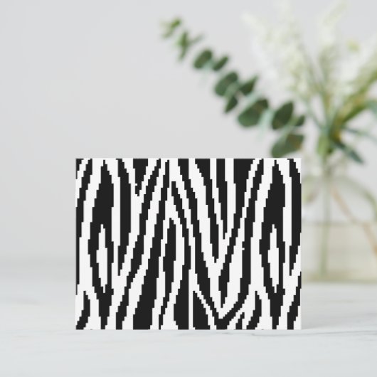 8-bits Pixel Zebra Print Design Patroon Briefkaart (Staand voorkant)