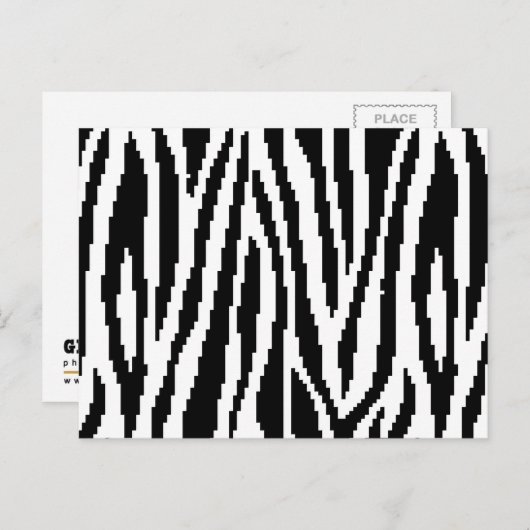 8-bits Pixel Zebra Print Design Patroon Briefkaart (Voorkant / Achterkant)