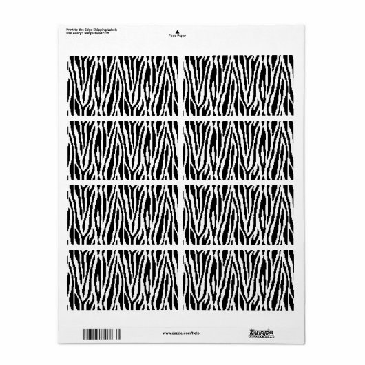 8-bits Pixel Zebra Print Design Patroon Etiket (Full Sheet)