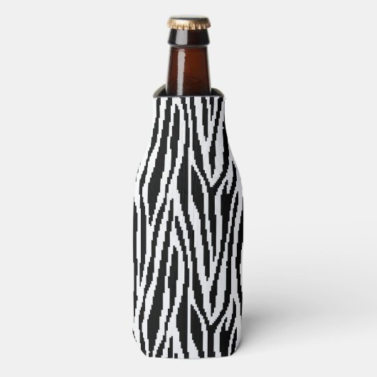 8-bits Pixel Zebra Print Design Patroon Flesjeskoeler (Fles Voorkant)