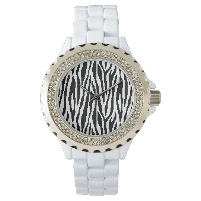 8-bits Pixel Zebra Print Design Patroon Horloge (Voorkant)