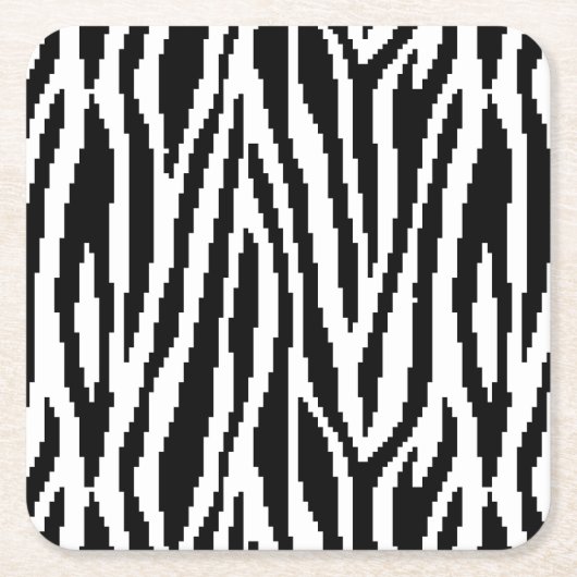 8-bits Pixel Zebra Print Design Patroon Kartonnen Onderzetters (Voorkant)