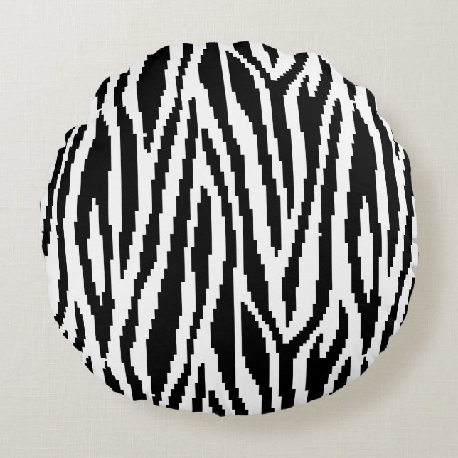 8-bits Pixel Zebra Print Design Patroon Rond Kussen (Voorkant)