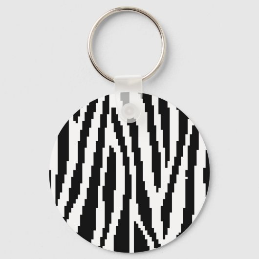 8-bits Pixel Zebra Print Design Patroon Sleutelhanger (Voorkant)