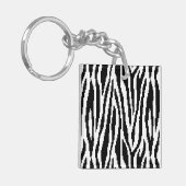 8-bits Pixel Zebra Print Design Patroon Sleutelhanger (Voorkant Links)