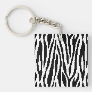 8-bits Pixel Zebra Print Design Patroon Sleutelhanger