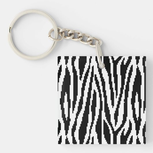 8-bits Pixel Zebra Print Design Patroon Sleutelhanger (Voorkant)