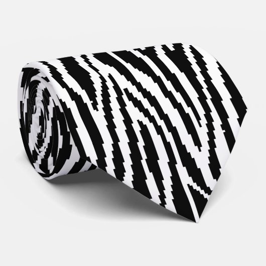 8-bits Pixel Zebra Print Design Patroon Stropdas (Opgerold)
